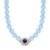 Sterling Silver (S925) Icy Blue Beaded Zircon Pavé Evil Eye Necklace