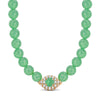 Sterling Silver (S925) Green Beaded Zircon Pavé Evil Eye Necklace