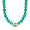 Sterling Silver (S925) Marbled Teal Beaded Zircon Pavé Evil Eye Necklace