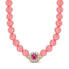 Sterling Silver (S925) Blush Beaded Zircon Pavé Evil Eye Necklace
