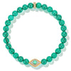 Sterling Silver (S925) Marbled Teal Beaded Pavé Evil Eye Bracelet