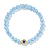 Sterling Silver (S925) Icy Blue Beaded Pavé Evil Eye Bracelet