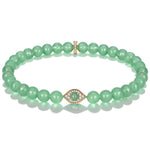 Sterling Silver (S925) Green Beaded Pavé Evil Eye Bracelet