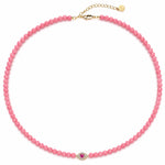 Sterling Silver (S925) Blush Beaded Zircon Pavé Evil Eye Necklace