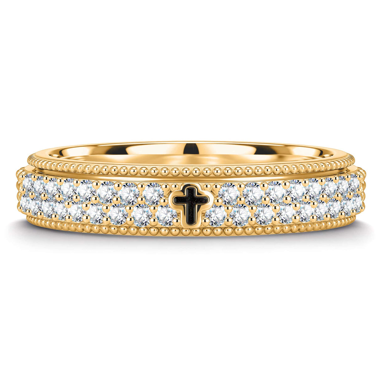 Moissanite Cross Signet Ring in Tarnish-resistant Silver (Includes GRA Certification From Gemstone Research Center)