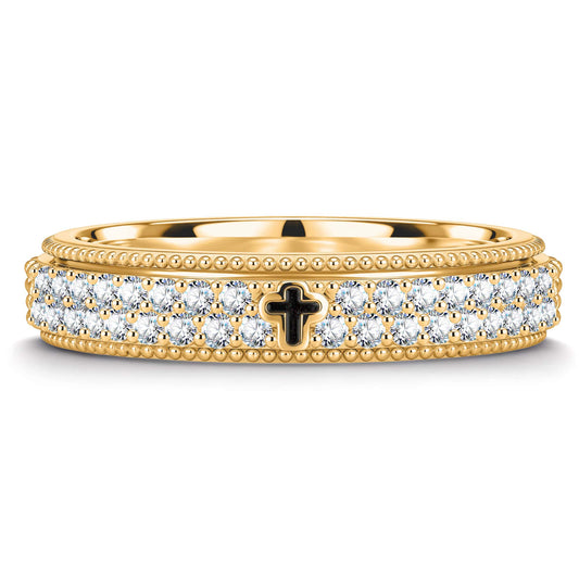 gona- Moissanite Cross Signet Ring in Tarnish-resistant Silver (Includes GRA Certification From Gemstone Research Center)
