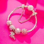 Sterling Silver Fantasy Island Charms Bracelet Set With Enamel In Rose Gold Plated (Includes bracelet and all charms shown)