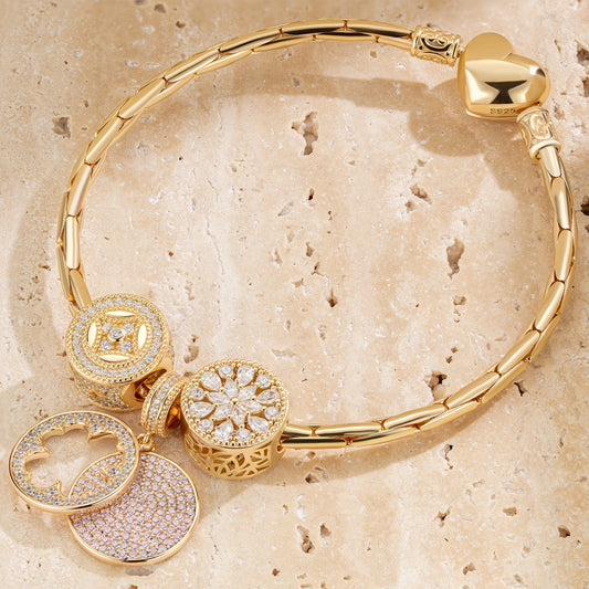 gona- Sterling Silver Tango Charms Bracelet Set In 14K Gold Plated (Includes bracelet and all charms shown)
