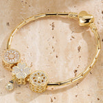 Sterling Silver Encounters Charms Bracelet Set In 14K Gold Plated (Includes bracelet and all charms shown)