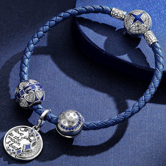gona- Sterling Silver Romantic Love Promise Charms Bracelet Set With Enamel In White Gold Plated (Includes bracelet and all charms shown)