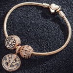 Stars of the Voyage Tarnish-resistant Silver Snake Chain Charms Bracelet Set With Enamel In Rose Gold Plated (Includes bracelet and all charms shown)