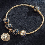 Sterling Silver Starry Night Charms Bracelet Set With Enamel In 14K Gold Plated