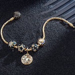 Sterling Silver Starry Night Charms Bracelet Set With Enamel In 14K Gold Plated