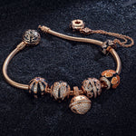 Starry Eternity Collection Tarnish-resistant Silver Charms Bracelet Set With Enamel In Rose Gold Plated
