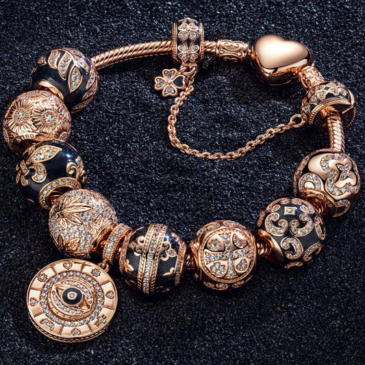 gon- [💥As @evy_onelove's Pick] Memories Of Versailles Tarnish-resistant Silver Charms Bracelet Set With Enamel In Rose Gold Plated (Includes bracelet and all charms shown)