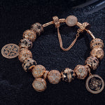 Sterling Silver My Lord, My Glory Bamboo Chain Charms Bracelet Set With Enamel In Rose Gold Plated (Includes bracelet and all charms shown)