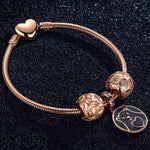 Good Night Little Bear Tarnish-resistant Silver Charms Bracelet Set With Enamel In Rose Gold Plated (Includes bracelet and all charms shown)