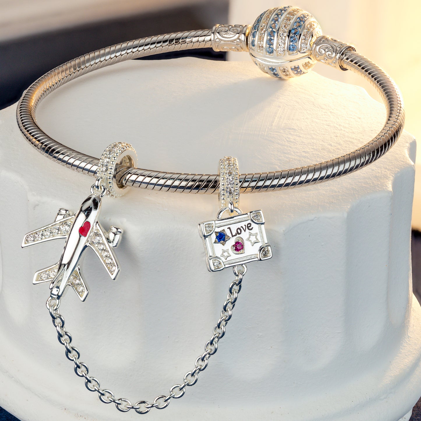 Journey to Love Tarnish-resistant Silver Charms With Enamel In White Gold Plated