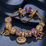 Sterling Silver Astral Visions Charms Bracelet Set With Enamel In 14K Gold Plated