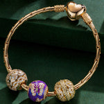 Sterling Silver Dancing In The Dusk Charms Bracelet Set With Enamel In 14K Gold Plated (Includes bracelet and all charms shown)