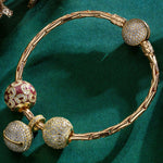 Sterling Silver Lively Ball Charms Bracelet Set With Enamel In 14K Gold Plated (Includes bracelet and all charms shown)