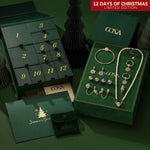 Limited Edition - The Iconic Advent Calendar - 12 Days Of Christmas Fine Jewelry Gift Set: Sterling Silver Snowfall Wonderland Charms Earrings and Necklace and Bracelet Set With Enamel In 14K Gold Plated