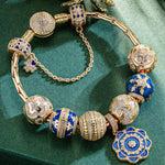 Sterling Silver Versailles Ball Charms Bracelet Set With Enamel In 14K Gold Plated