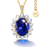 Sterling Silver Sapphire Charm Necklace In 14K Gold Plated