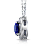 Sterling Silver 3.0 CT Sapphire Oval Pendant Necklace With White Gold Plating (Includes GRC Certification From Gemstone Research Center)