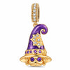 Wizard Hat Tarnish-resistant Silver Dangle Charm Purple Glitter Enamel With Spider