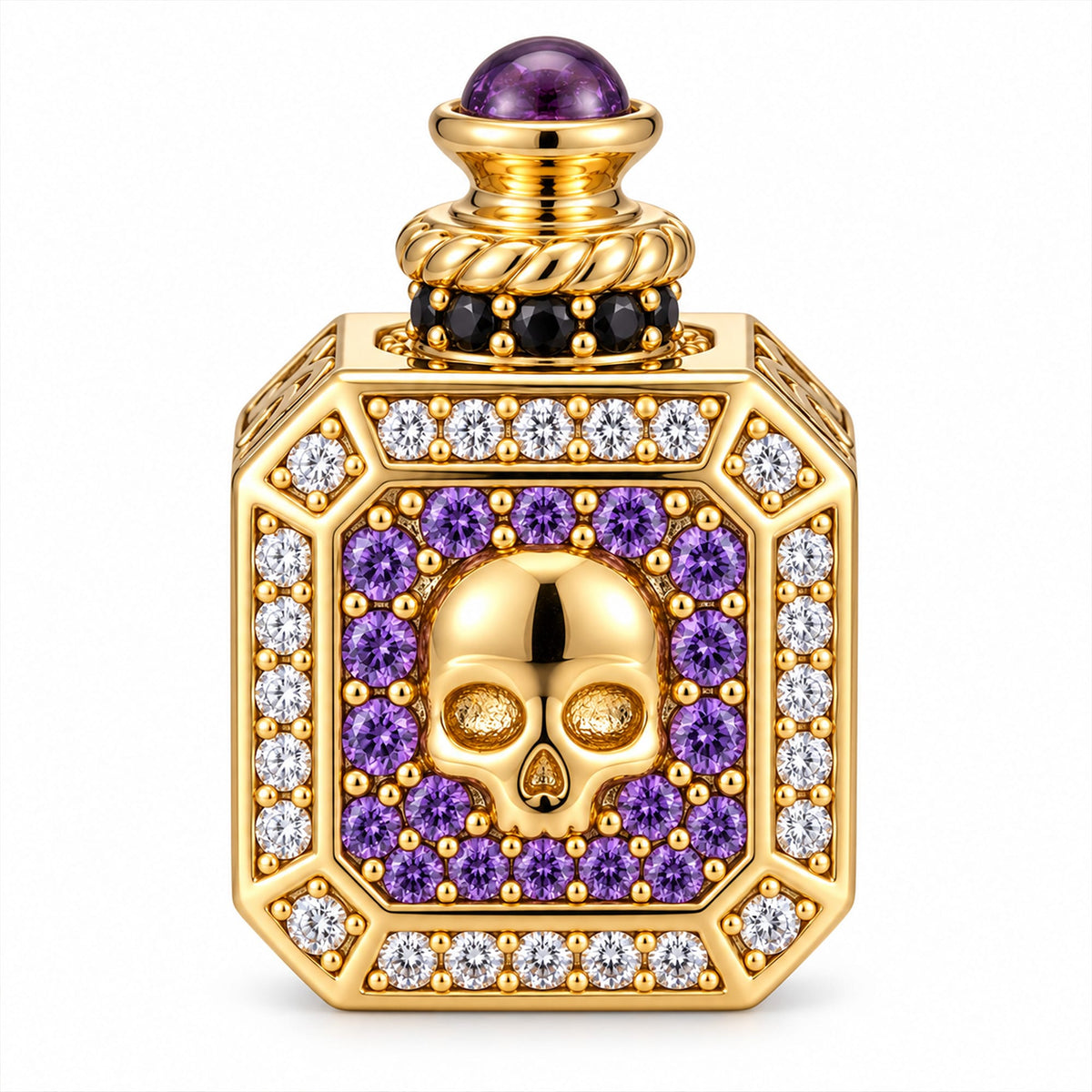 Skull Magic Potion Bottle Charm For European Bracelets Halloween Gothic Style in Tarnish-resistant Silver