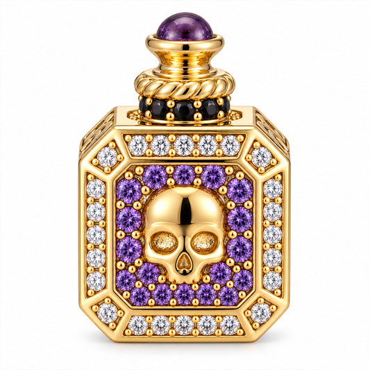 gona- Skull Magic Potion Bottle Charm For European Bracelets Halloween Gothic Style in Tarnish-resistant Silver