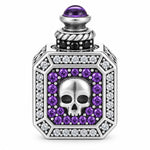 Blackened Solid 925 Sterling Silver Skull Magic Potion Bottle Charm For European Bracelets Halloween Gothic Style
