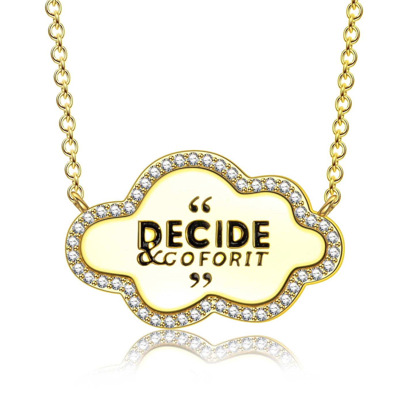 Inspirational Quote Cloud Tag Pendant Necklace in Solid 925 Sterling Silver