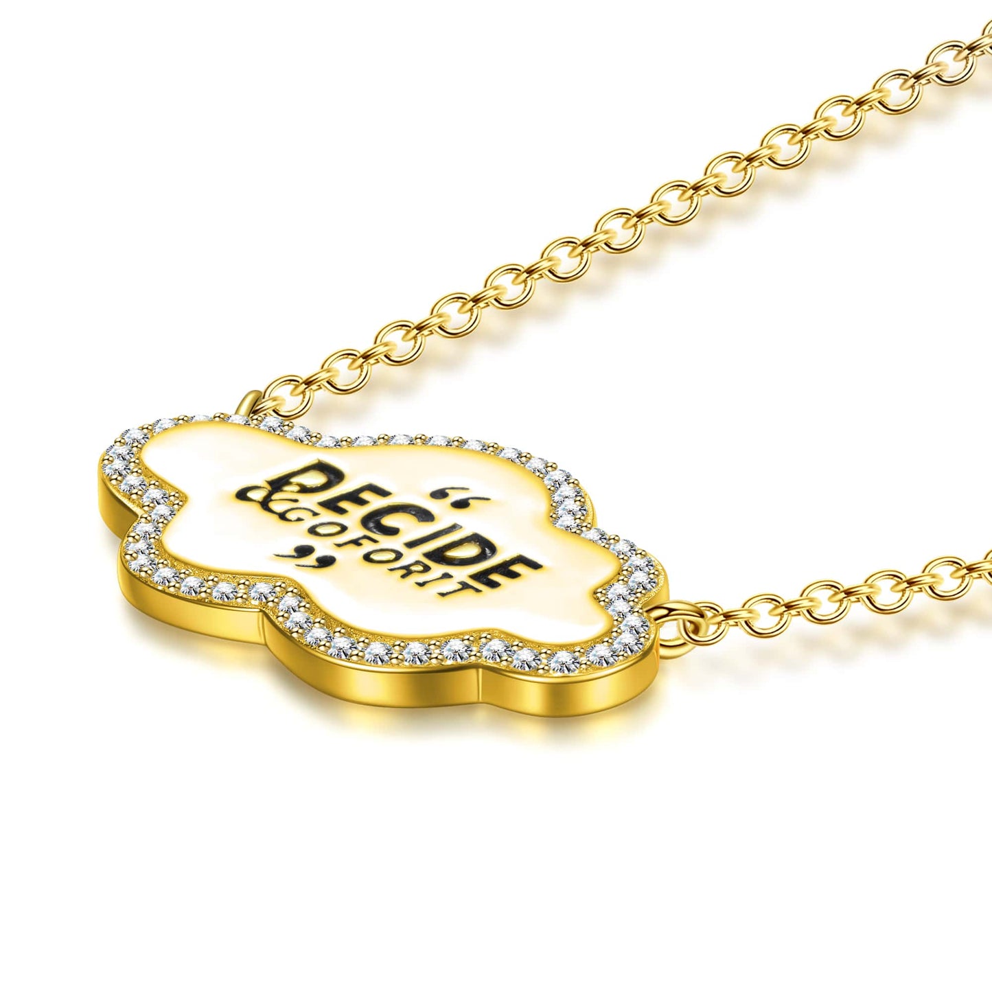 Inspirational Quote Cloud Tag Pendant Necklace in Solid 925 Sterling Silver