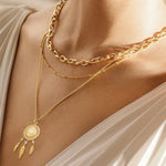 Sterling Silver Golden Christmas Necklace and Earrings and Ring and Brooch Set In 14K Gold Plated