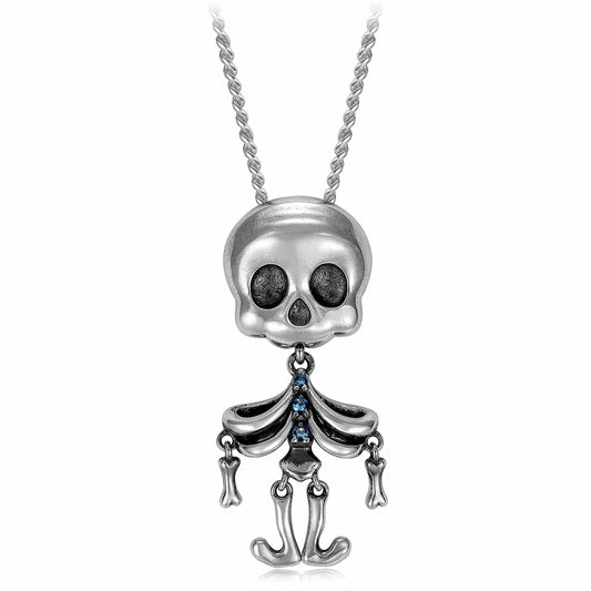 gon- Limited Edition Flash Sale: Eerily Elegant Halloween-themed Zombie Skeleton Necklace in 925 Sterling Silver with Antique Finish