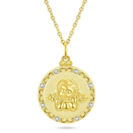 gon- Sterling Silver My Little Angel Link Chain Necklace In 14K Gold Plated