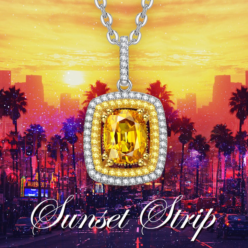 Sterling Silver Necklace Chain Sunset Strip Tarnish-resistant Silver Pendant Necklace In White Gold Plated