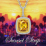 Sterling Silver Necklace Chain Sunset Strip Tarnish-resistant Silver Pendant Necklace In White Gold Plated