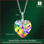 Sterling Silver Crystal Heart Necklace In White Gold Plated