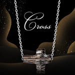 Sterling Silver Crystal Cross Necklace In White Gold Plated
