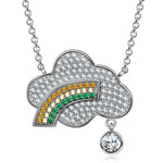 Pavé Rainbow Cloud Pendant Necklace in Solid 925 Sterling Silver