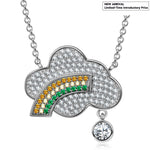 Pavé Rainbow Cloud Pendant Necklace in Solid 925 Sterling Silver