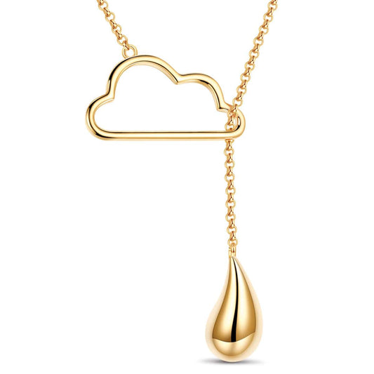 gona- Sterling Silver Raindrop Reverie Chain Necklace In 14K Gold Plated