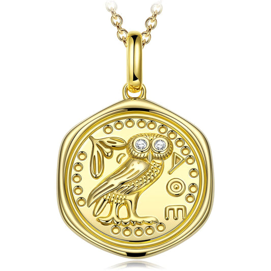 gona- Sterling Silver Who's Wise Owl Necklace In 14K Gold Plated