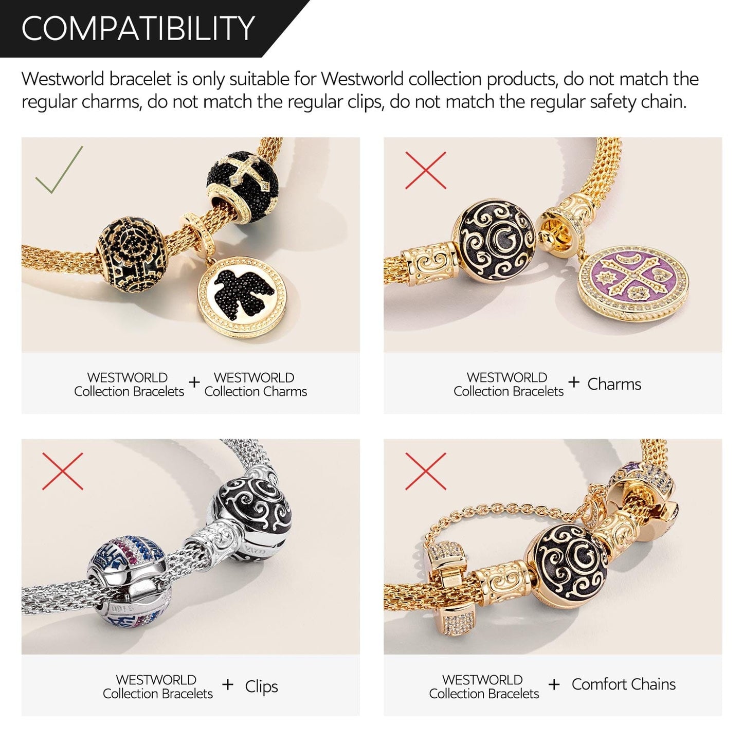 Sterling Silver Men's Nightfall Warrior Charms Bracelet Set With Enamel In 14K Gold Plated (Includes bracelet and all charms shown)