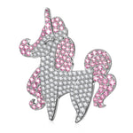 Sterling Silver Mystic Unicorn Brooch In White Gold Plated