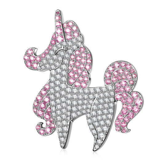 gona- Mystic Unicorn Tarnish-resistant Silver Brooch In White Gold Plated