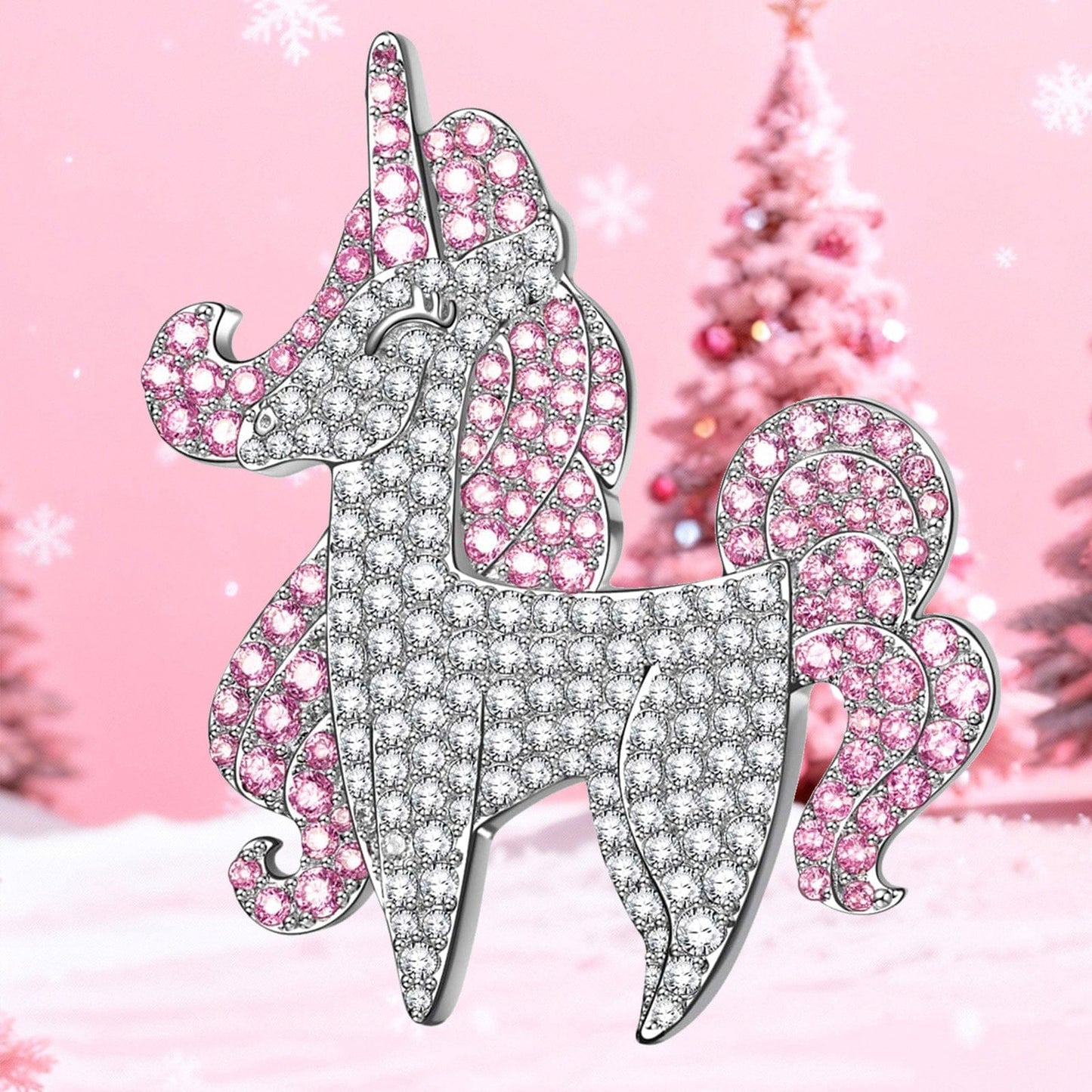 Mystic Unicorn Tarnish-resistant Silver Brooch In White Gold Plated